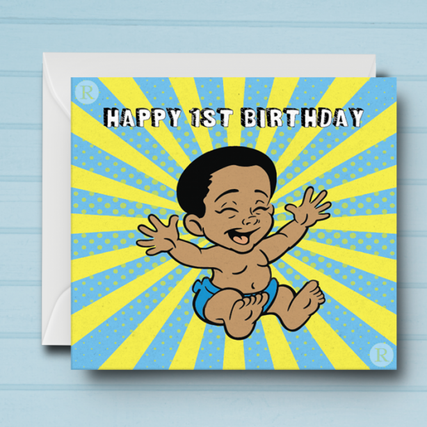 Black Boy Birthday Card J